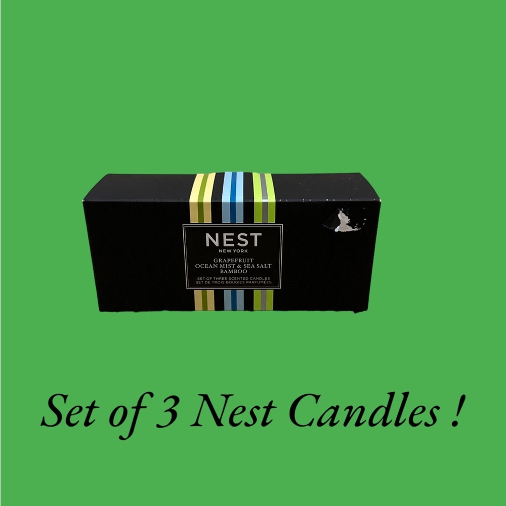 New Set of 3 Nest Candles !! Grapefruit, Ocean Mist, and Sea Salt Bamboo